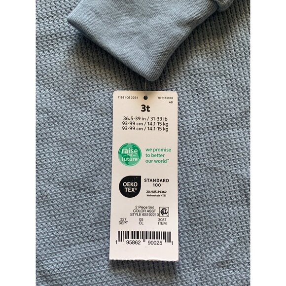 Carters Kids Boys 2-Piece Blue Thermal Pajama Set - Picture 5 of 7